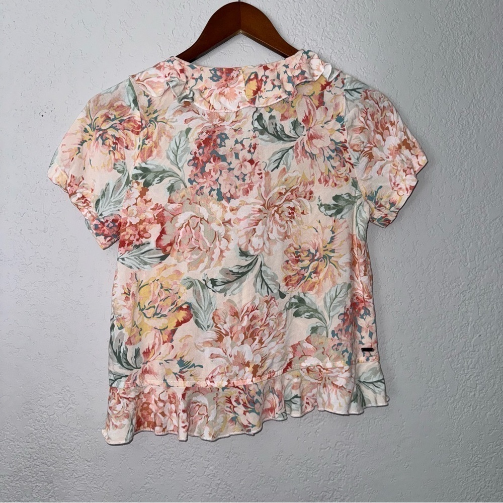 O'Neill Tropical Floral Short Sleeve Ruffle Top - Picture 7 of 16
